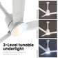 PROTON UL BLDC Fan white 1200 mm with led under light and adjustable canopy
