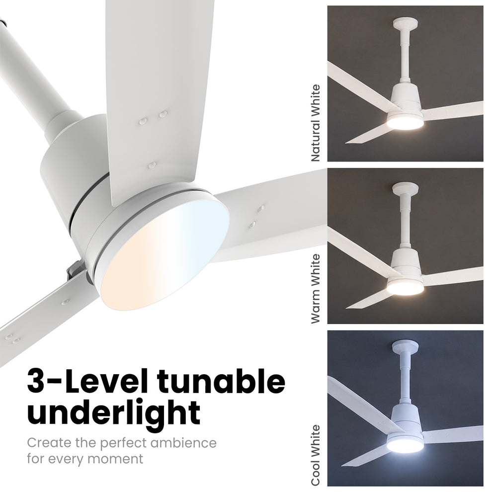 PROTON UL BLDC Fan white 1200 mm with led under light and adjustable canopy
