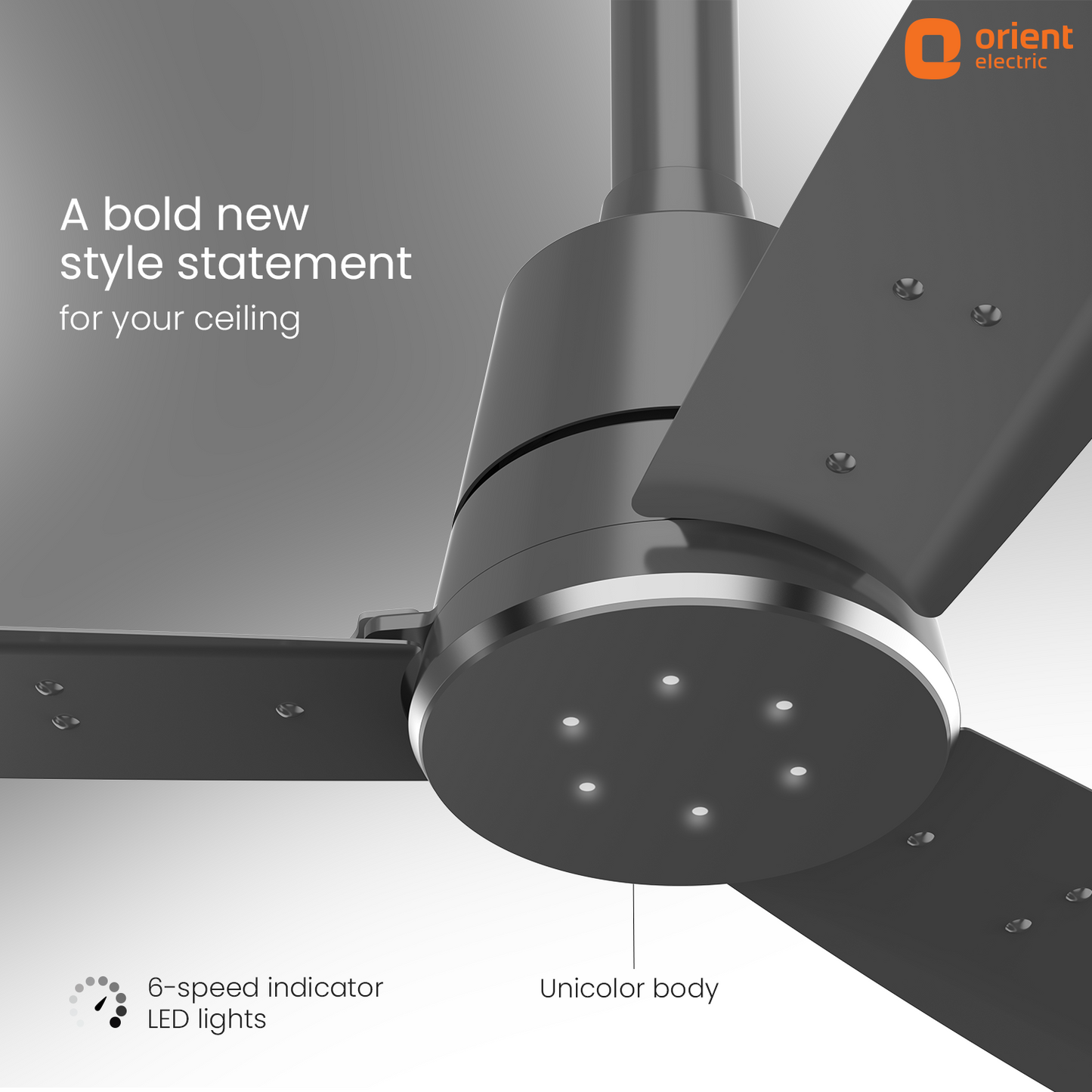 1200MM Dark Grey Ceiling fan with remote control Orient Electric