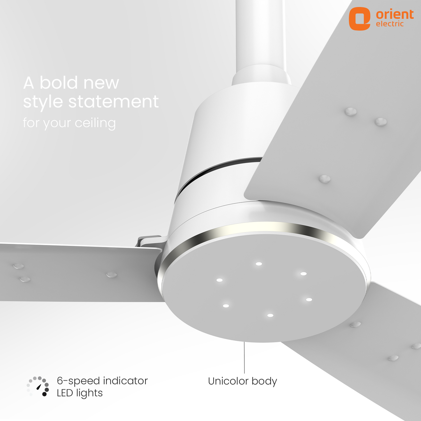 1200MM White Ceiling fan with remote control Orient Electric