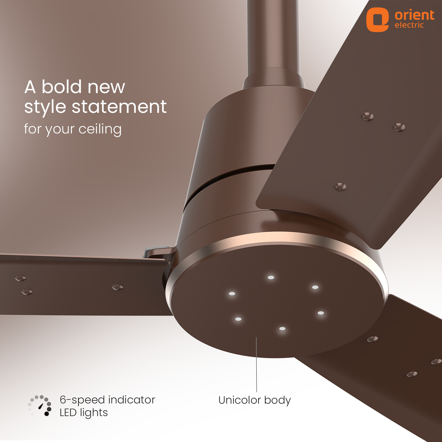 1200MM Truffle Brown Ceiling fan with remote control Orient Electric