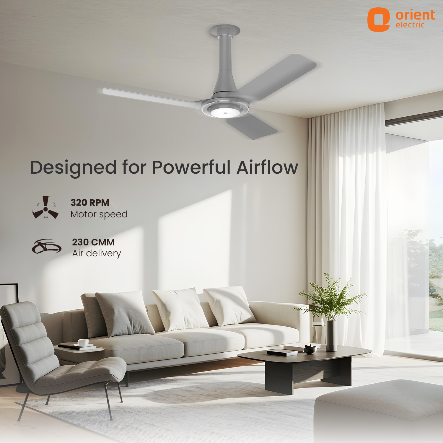 IFloat Neu BLDC Ceiling Fan glacier grey 1200 mm with powerful airflow