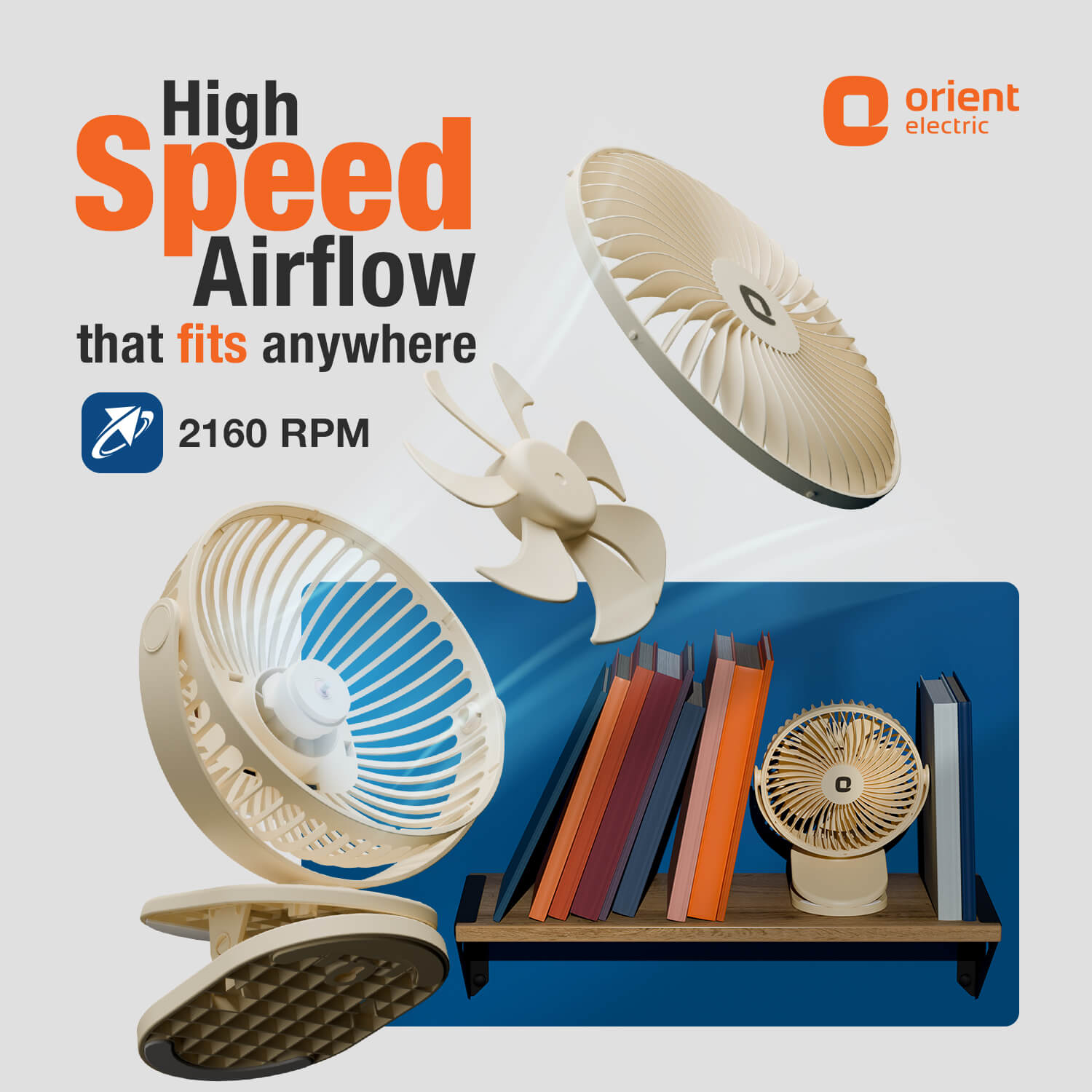 Beige Orient Orbis Personal Fan