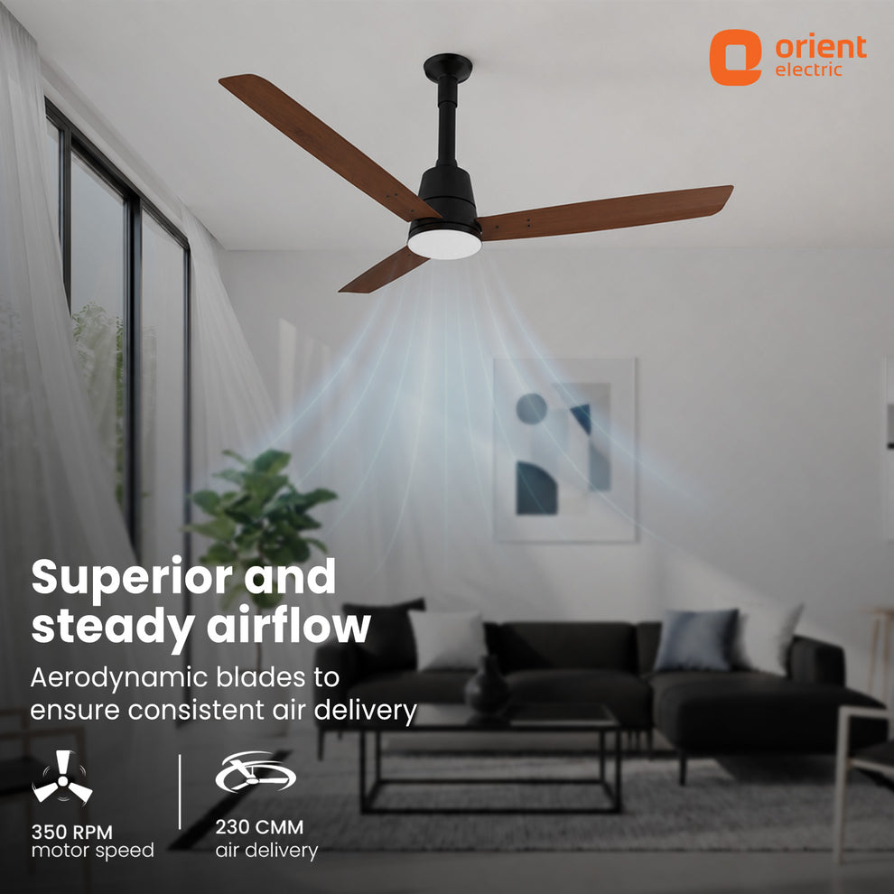 PROTON UL BLDC Fan teak wood 1200 mm with led under light and aerodynamic blades