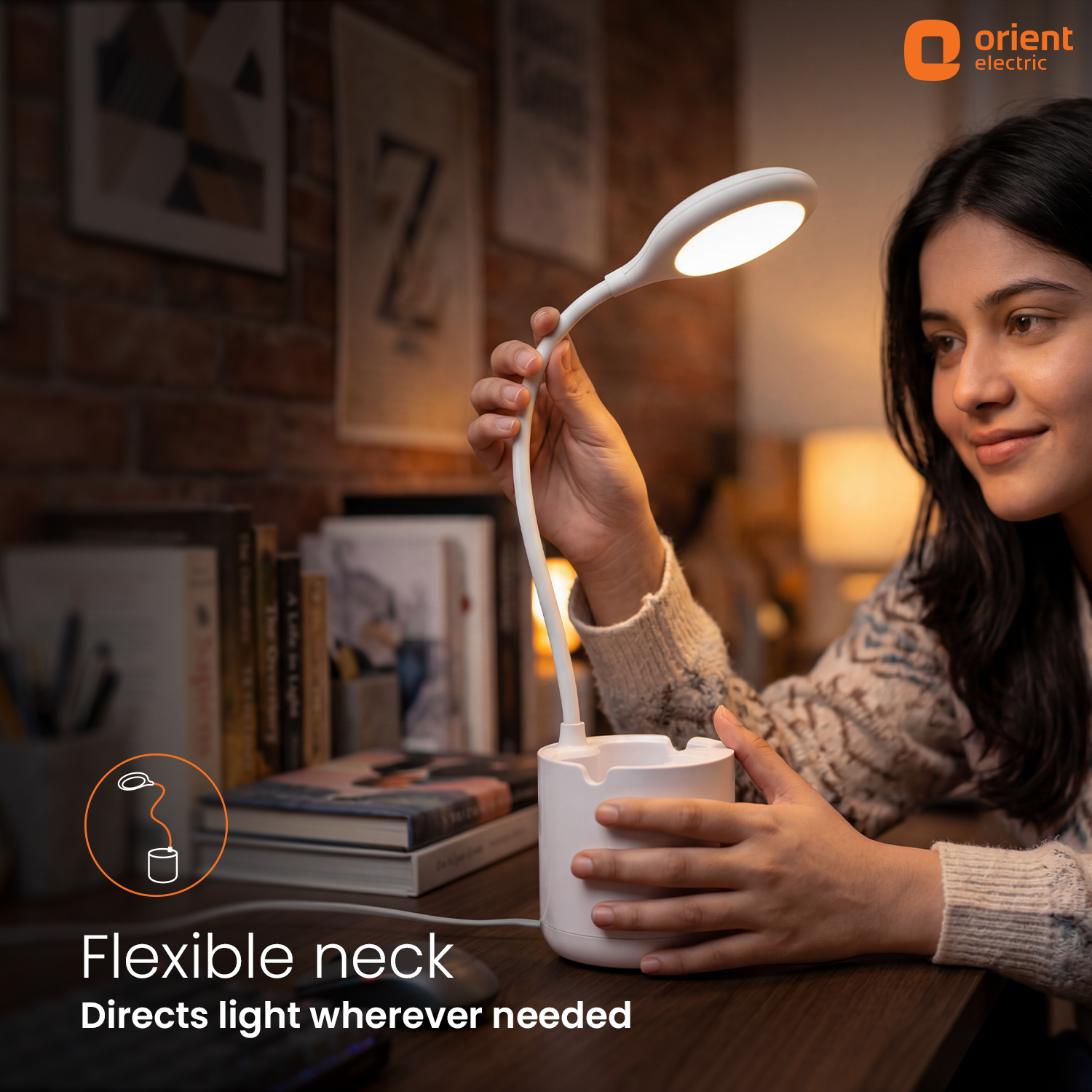 arc rechargeable led table lamp 6w white with adjustable neck to direct lights wherever needed