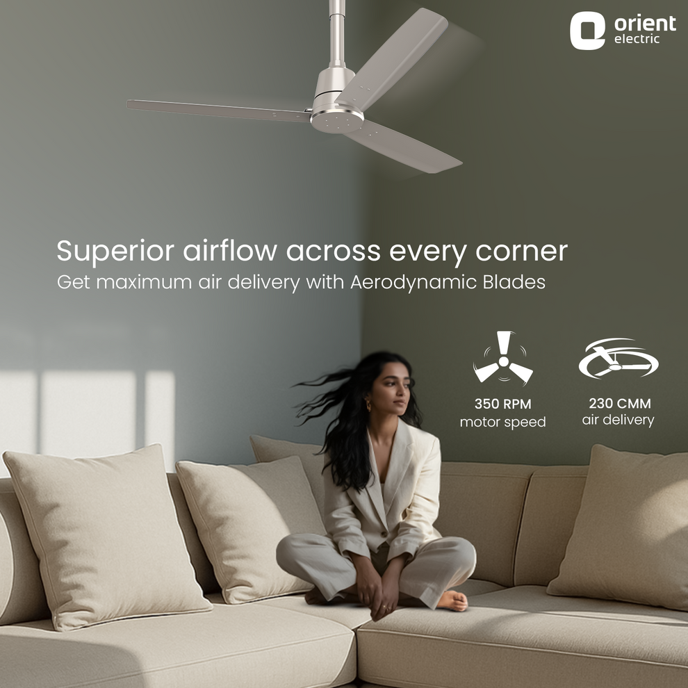 1200MM Cream Latte Ceiling fan with remote control Orient Electric