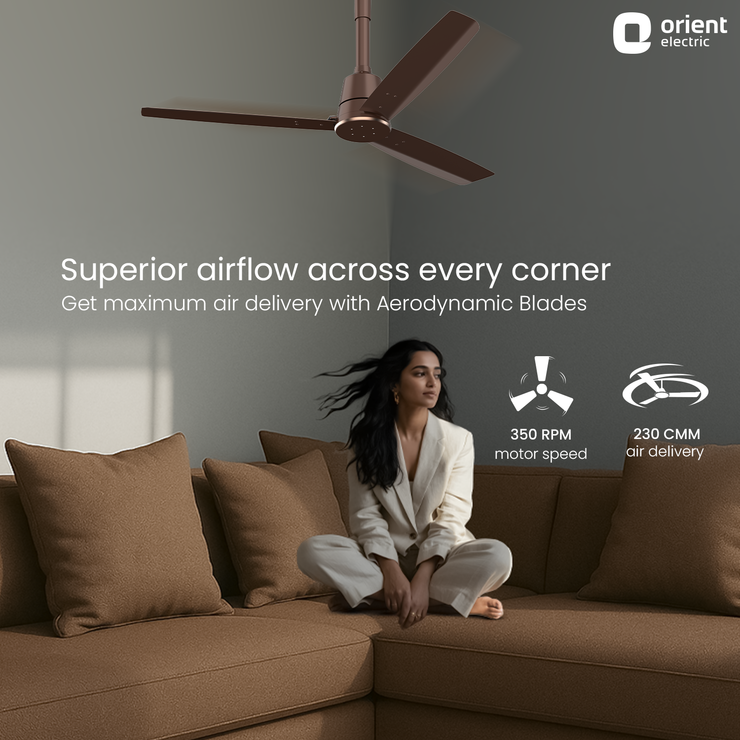 1200MM Truffle Brown Ceiling fan with remote control Orient Electric