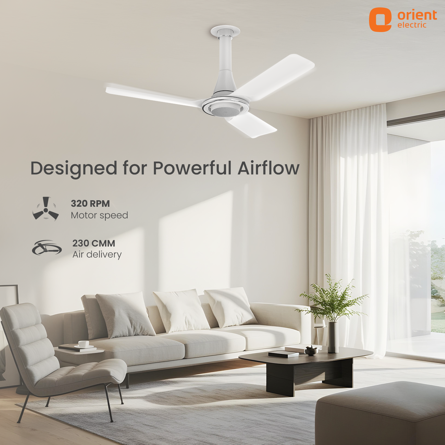 IFloat Neu BLDC Ceiling Fan white 1200 mm with strong airflow 320 rpm motor speed and 230 cmm air delivery