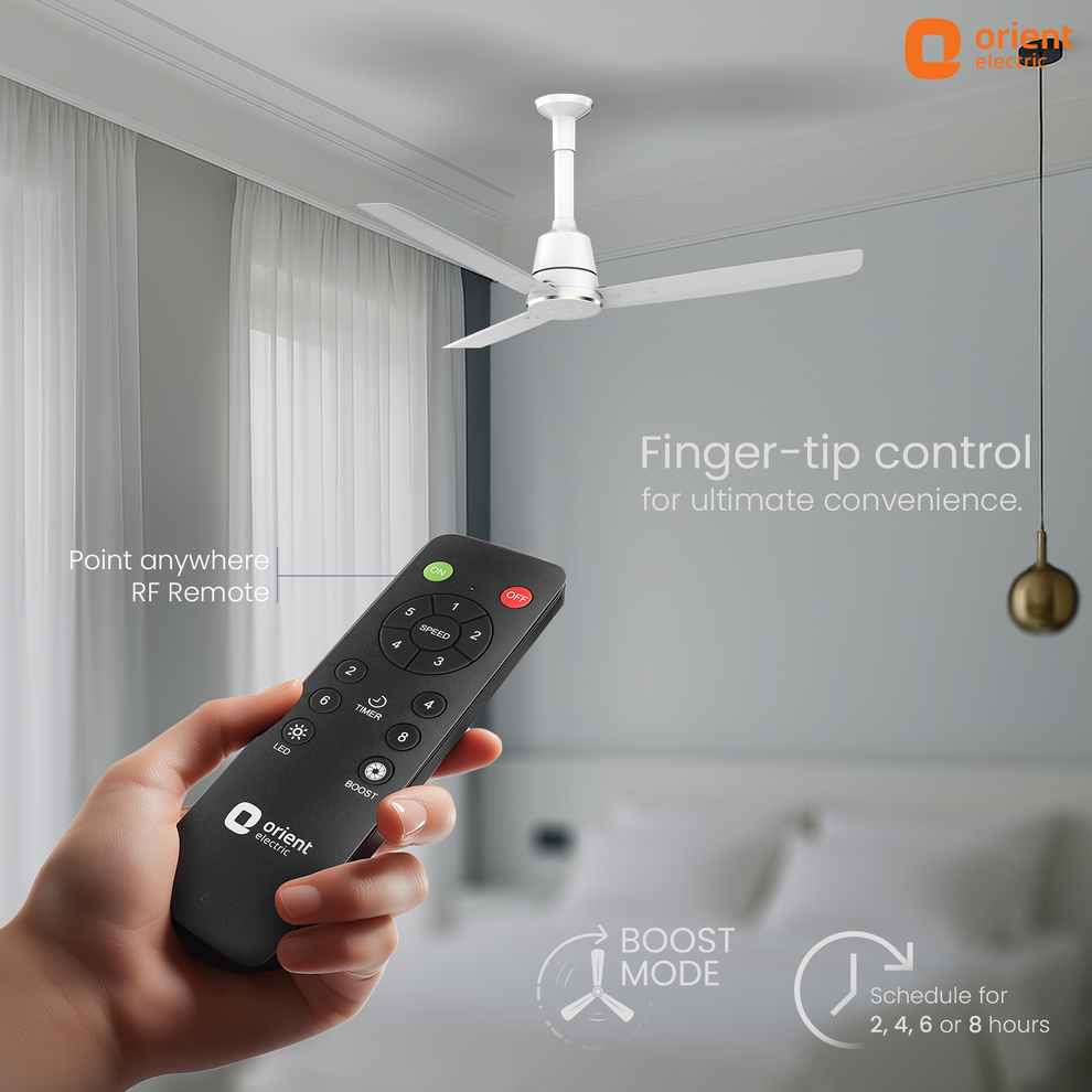 1200MM White Ceiling fan with remote control Orient Electric