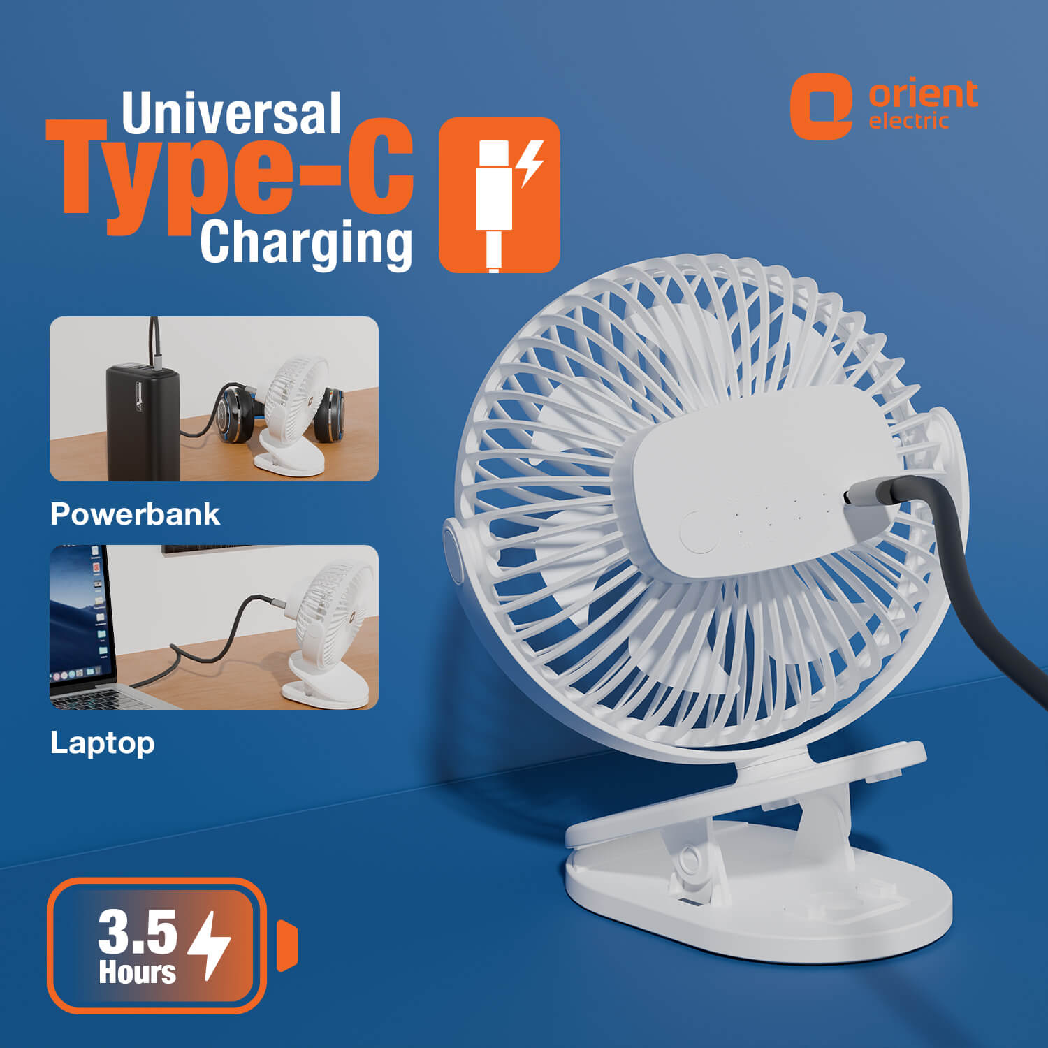 White Orient Orbis Personal Fan
