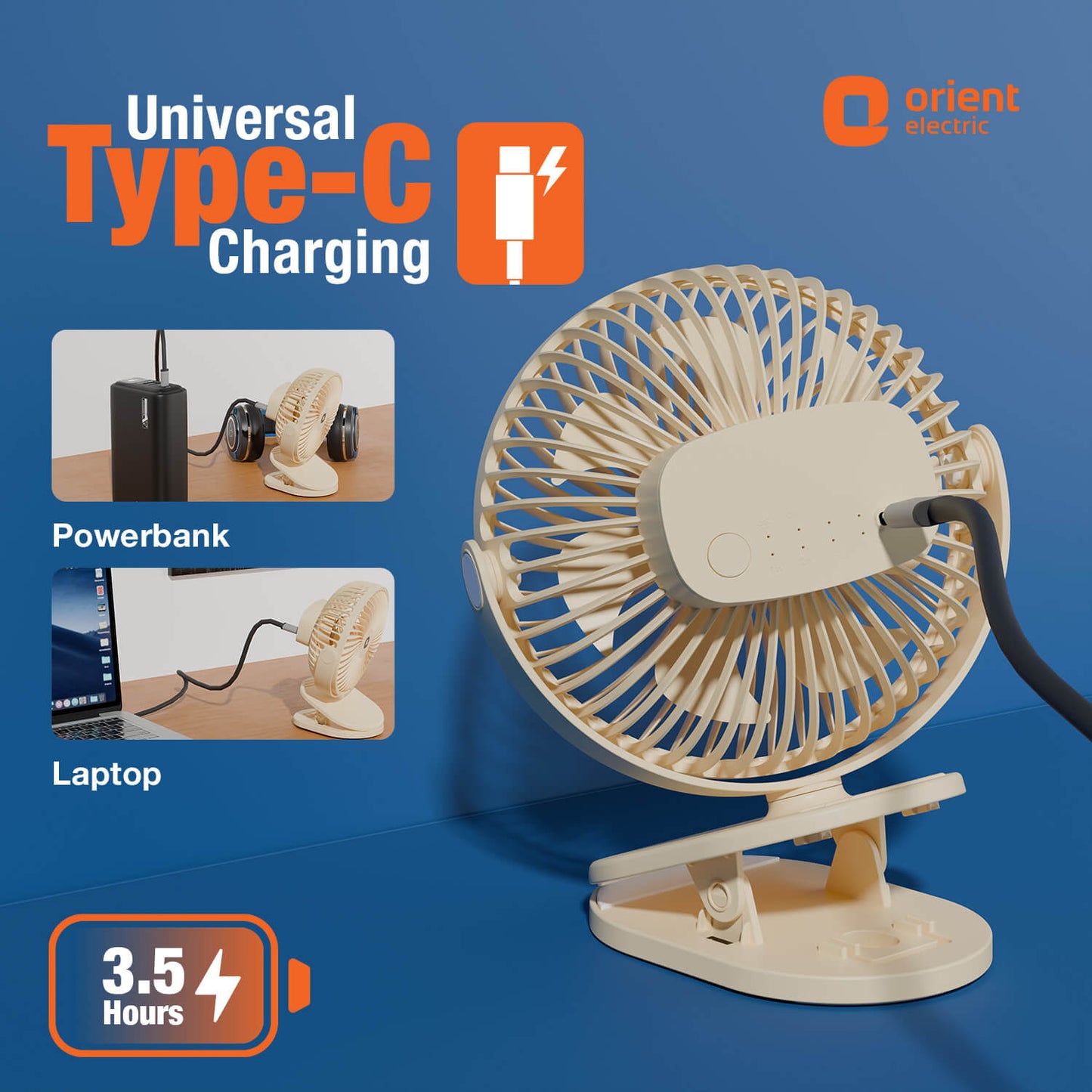 Beige Orient Orbis Personal Fan