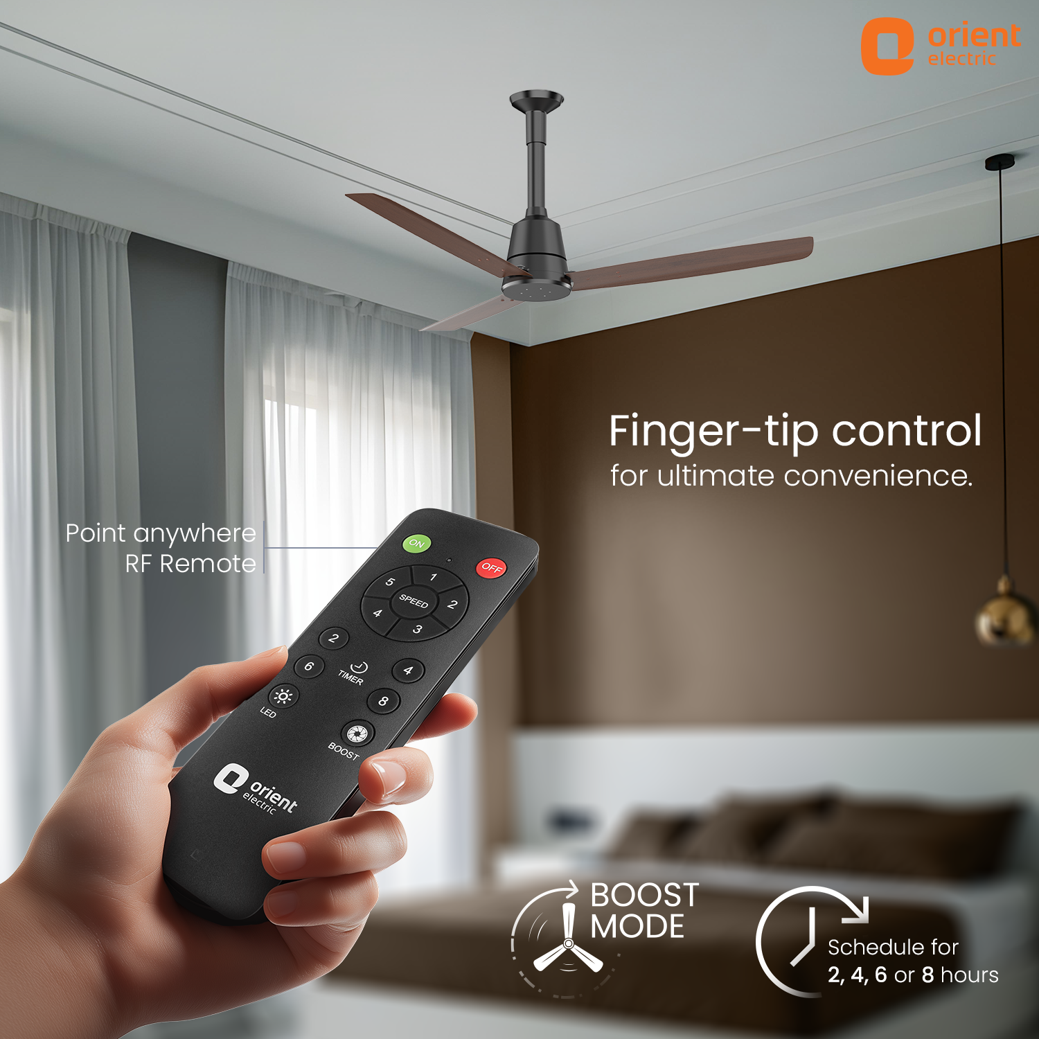 1200MM Dark teakwood Ceiling fan with remote control Orient Electric