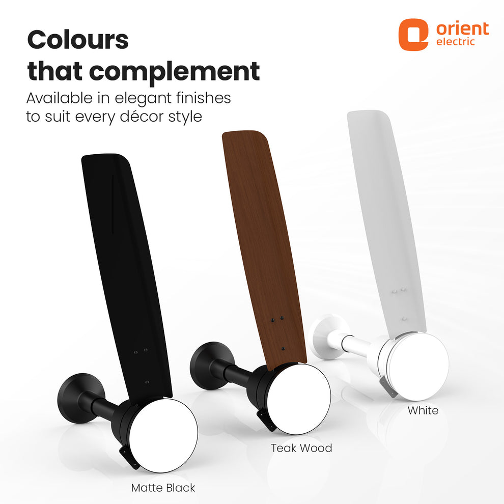 orient electric proton bldc ceiling fan with led under light teak wood with aerodynamic blades and rf remote