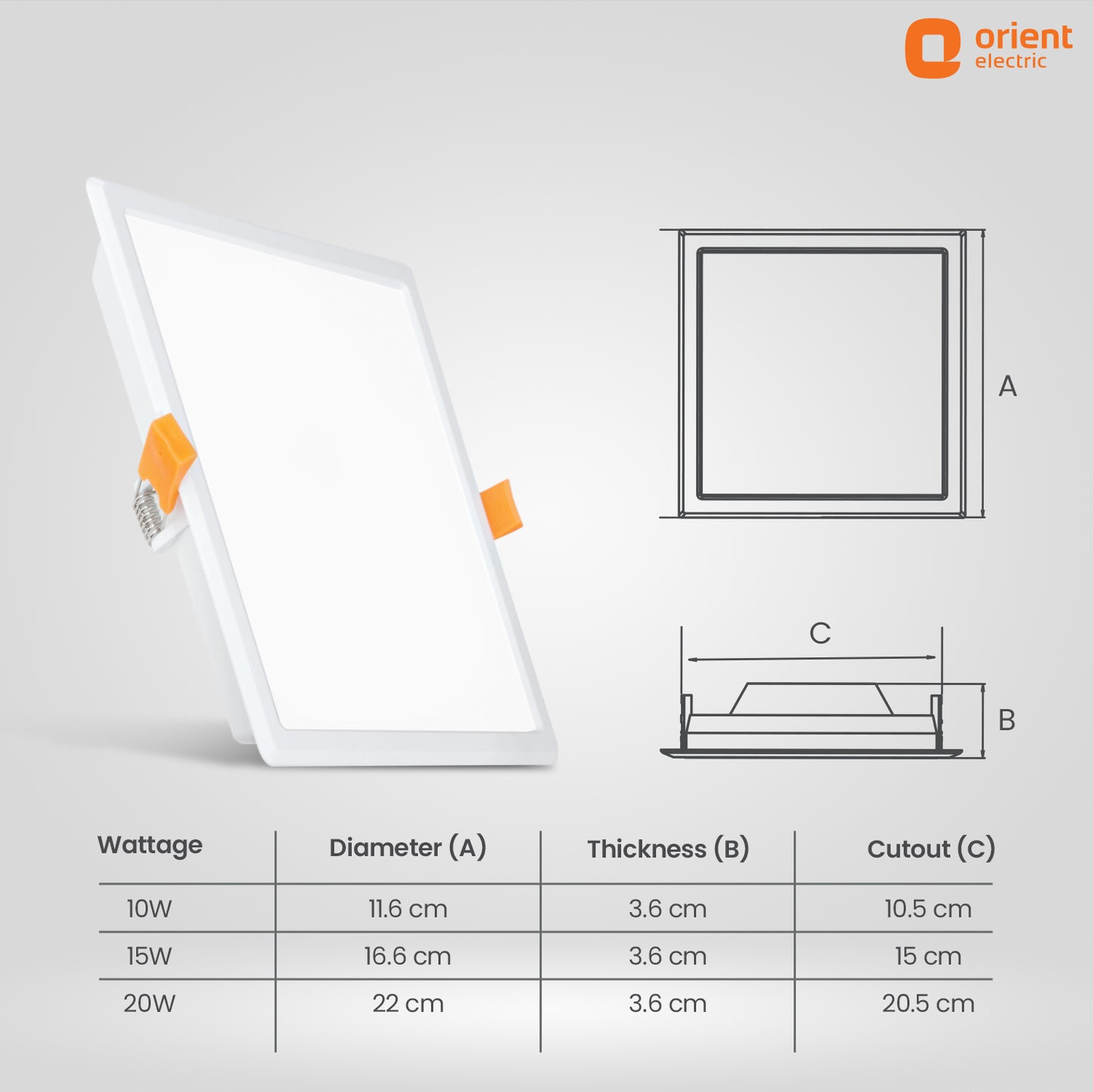 Square 10W Warm White Natural White Cool White