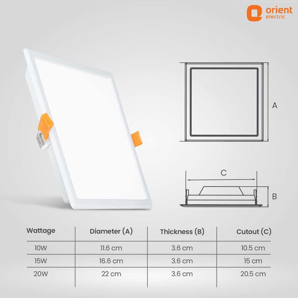 Square 10W Warm White Natural White Cool White