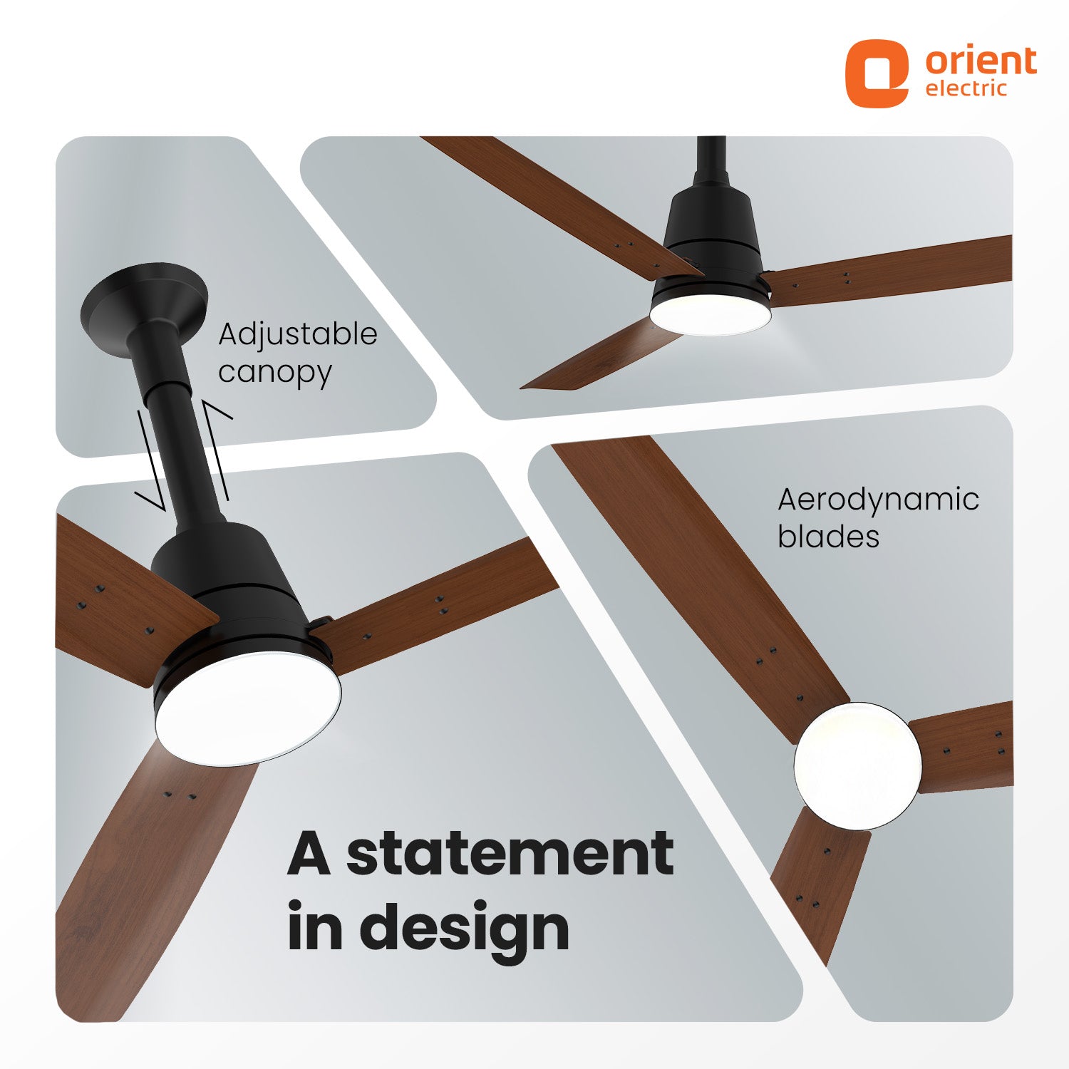 orient electric proton bldc ceiling fan with led under light teak wood with aerodynamic blades