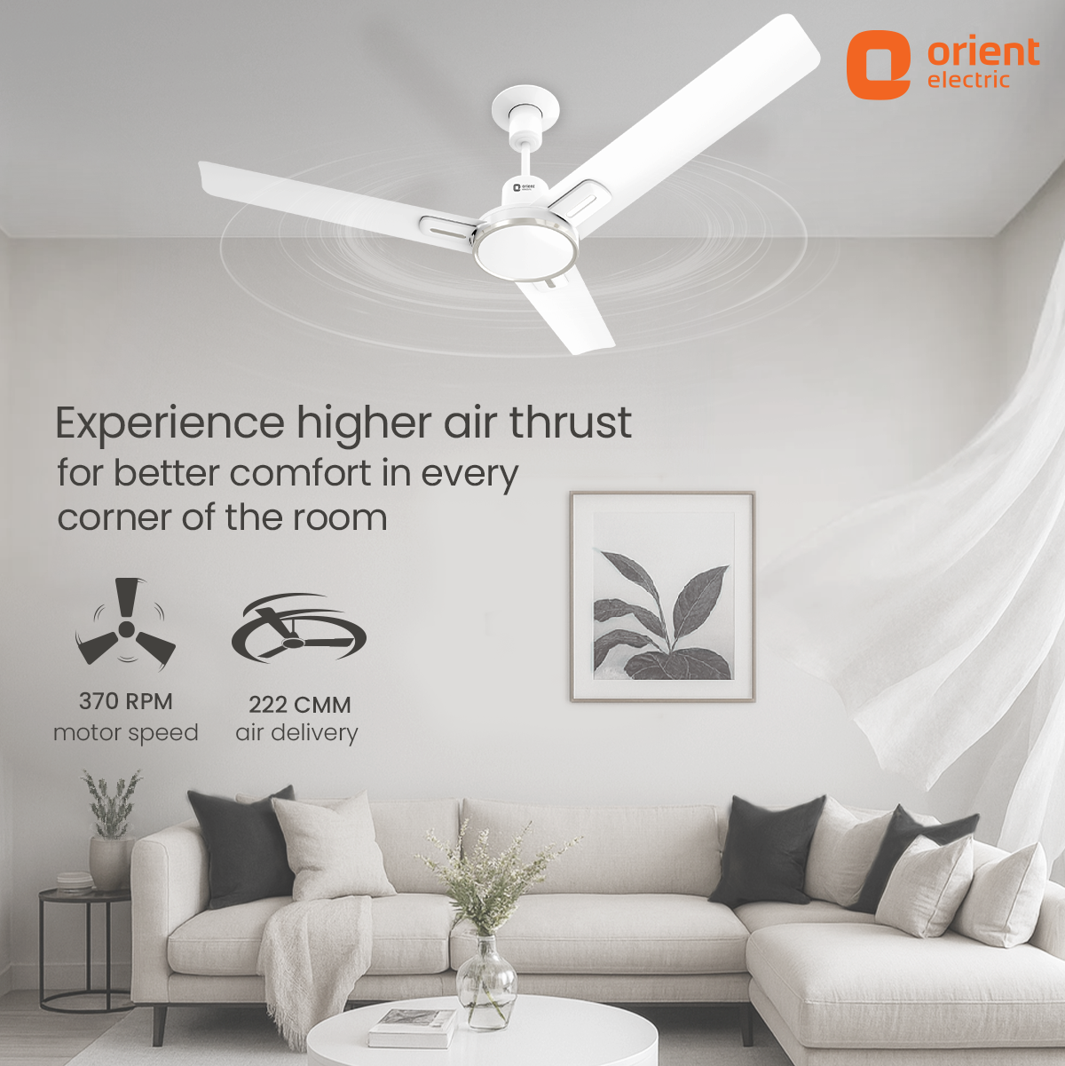 1200MM White Ceiling Fan Orient