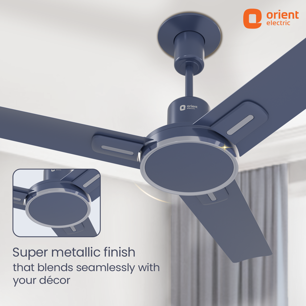 1200MM Steel Blue Ceiling Fan Orient