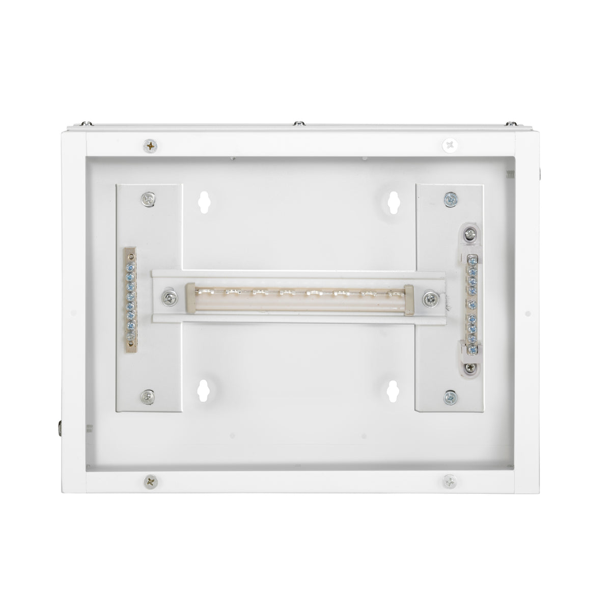 SPN 16W Canvas 'O' Horizontal Double Door Distribution Board - internal view with busbar and neutral earth bars - Orient Electric
