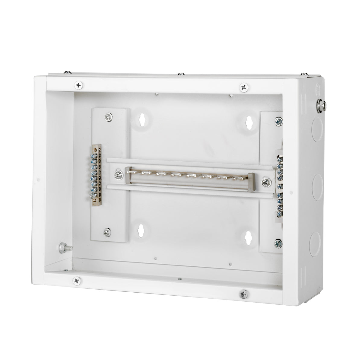 SPN 16W Canvas 'O' Horizontal Double Door Distribution Board - internal angled view without door - Orient Electric