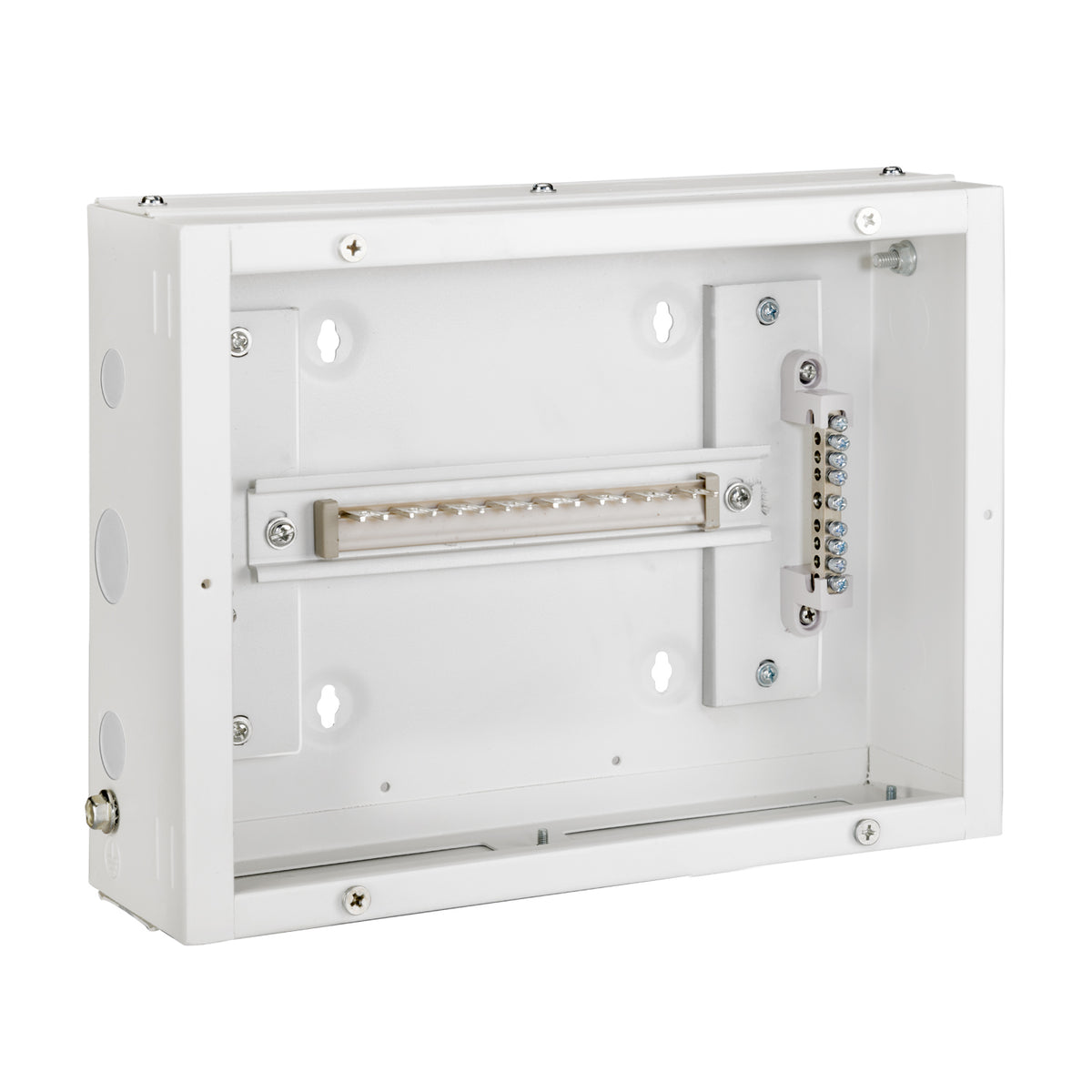 SPN 8W Canvas 'O' Horizontal Double Door Distribution Board - internal view with gland plate area - Orient Electric