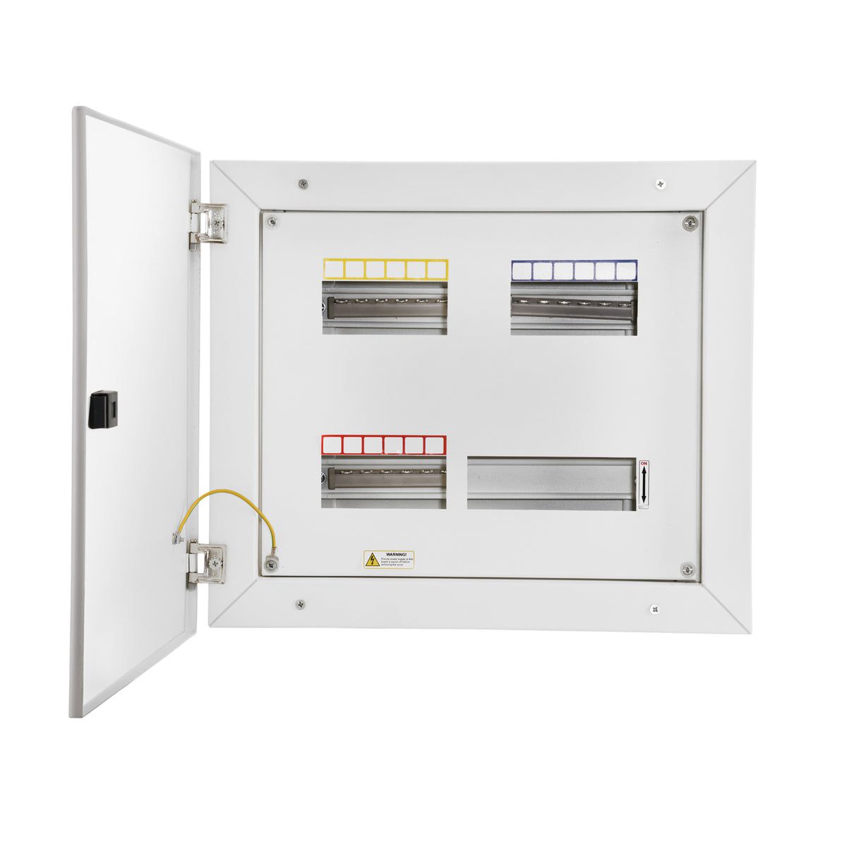 TPN 12W Canvas 'O' Horizontal Double Door Distribution Board - open door view with door earthing - Orient Electric