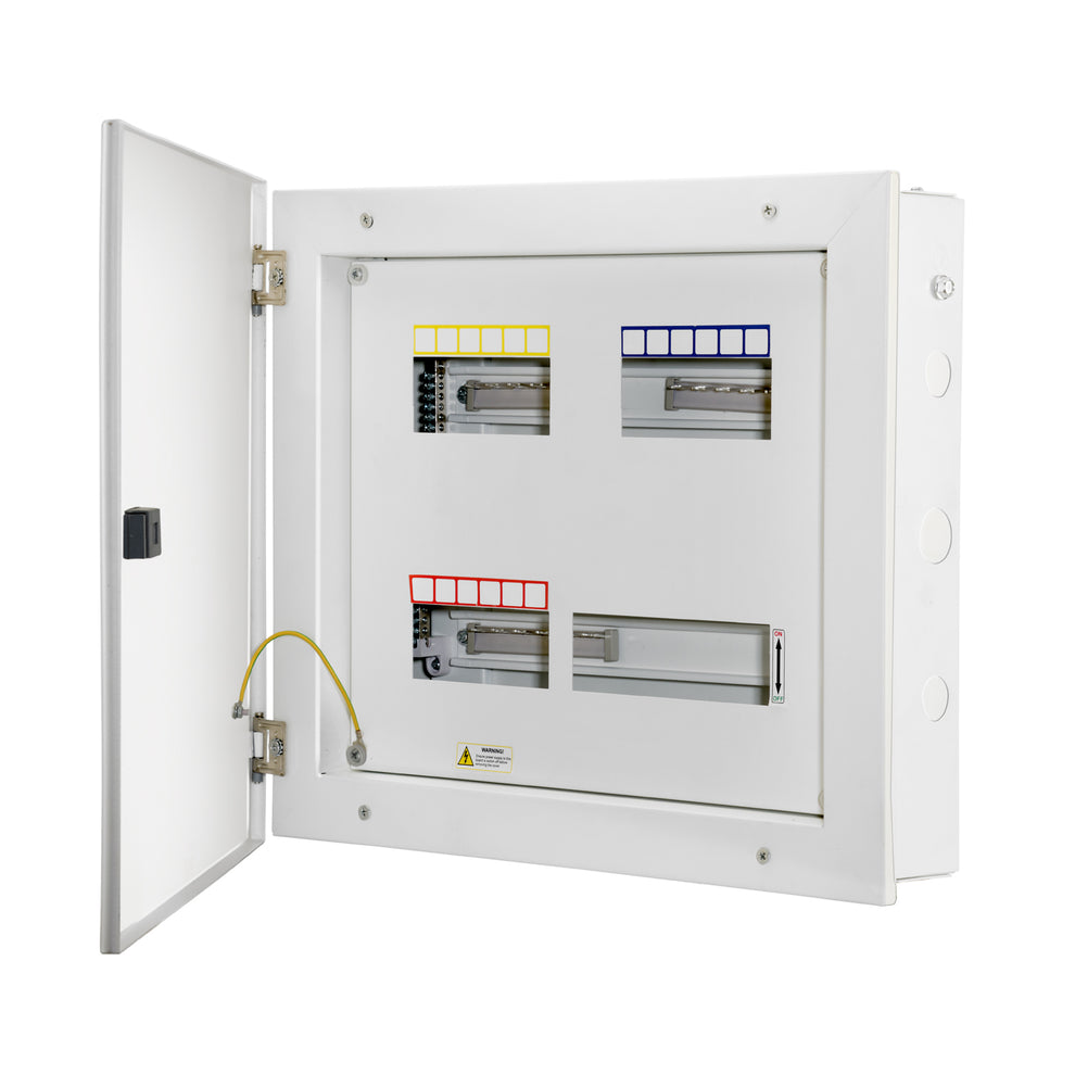 TPN 6W Canvas 'O' Horizontal Double Door Distribution Board - open door angled view - Orient Electric