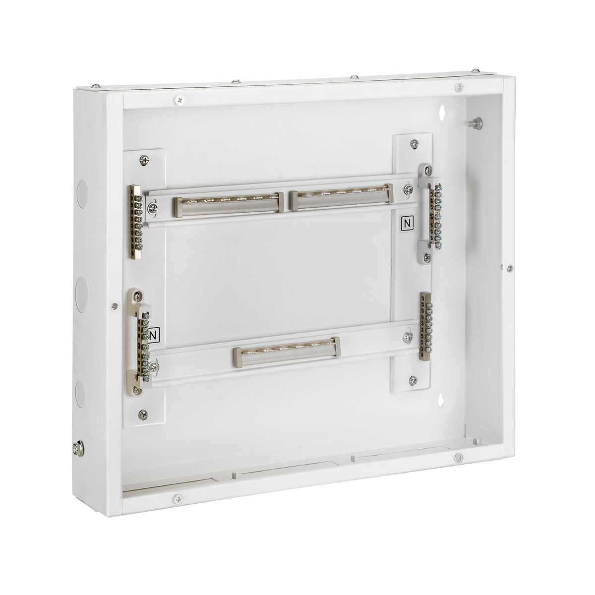 TPN 12W Canvas 'O' Horizontal Double Door Distribution Board - internal angled view without door - Orient Electric