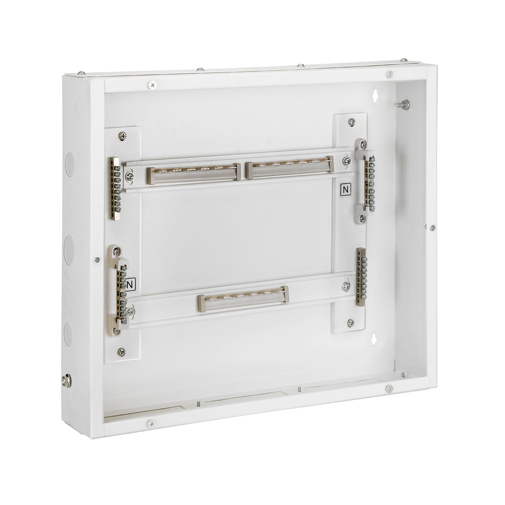 TPN 12W Canvas 'O' Horizontal Double Door Distribution Board - internal angled view without door - Orient Electric