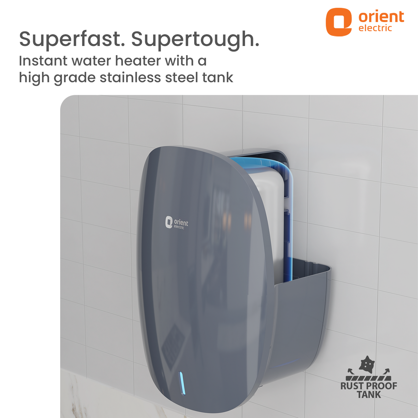 Instaflo Neo 3L Instant Water Heater (Geyser) | Shockproof | 6 years tank warranty | Midnight Grey