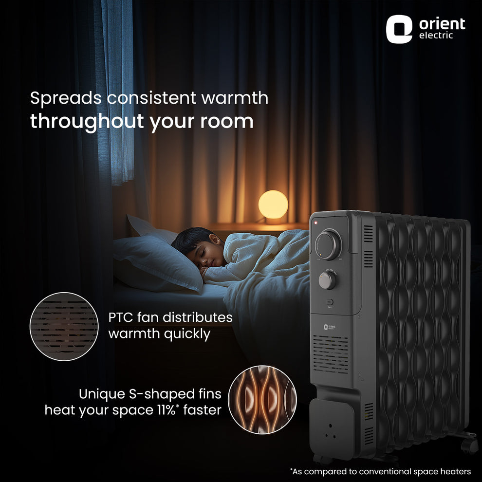 Orient Electric Hearth 9 Fin Oil Filled Radiator (OFR) 2400W - Orient Electric