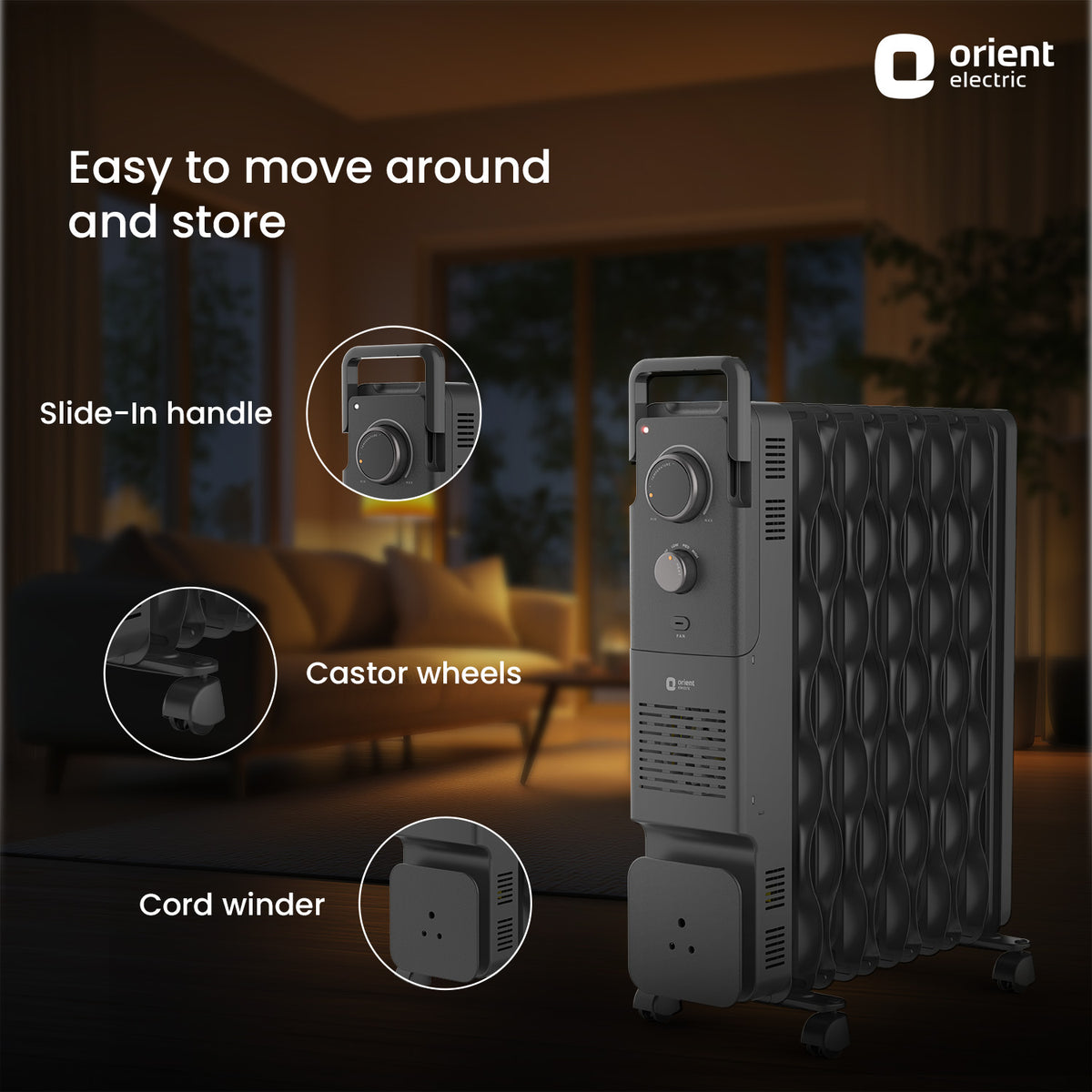 Orient Electric Hearth 9 Fin Oil Filled Radiator (OFR) 2400W - Orient Electric