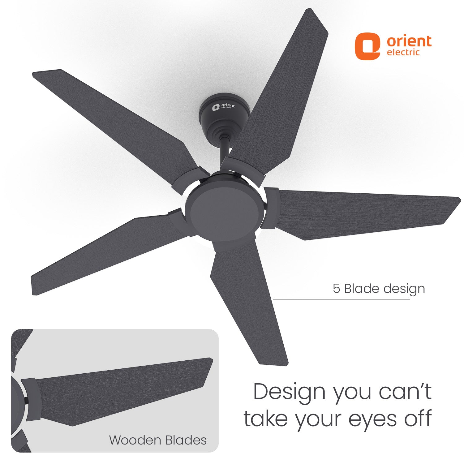 1320MM Non-Underlight BLDC Ceiling Fan 5 Blade Orient