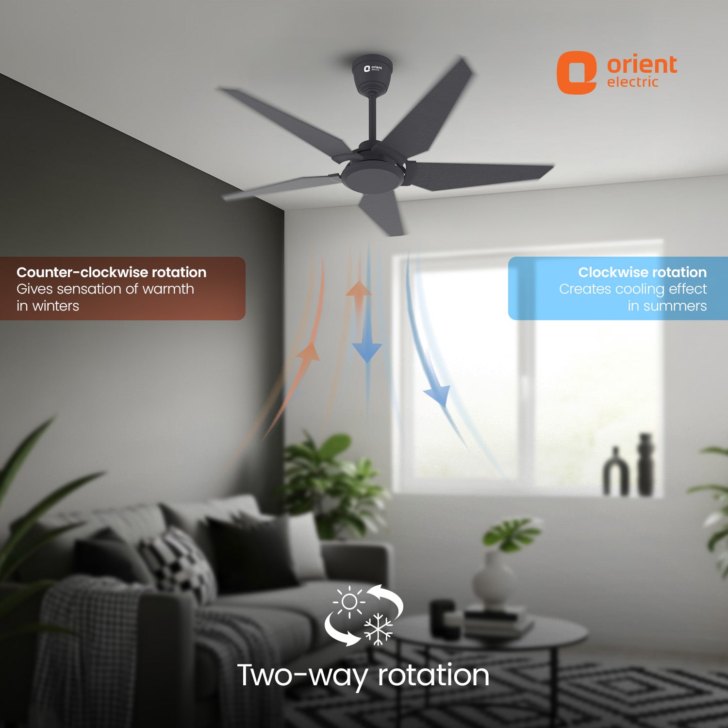 1320MM Non-Underlight BLDC Ceiling Fan 5 Blade Orient