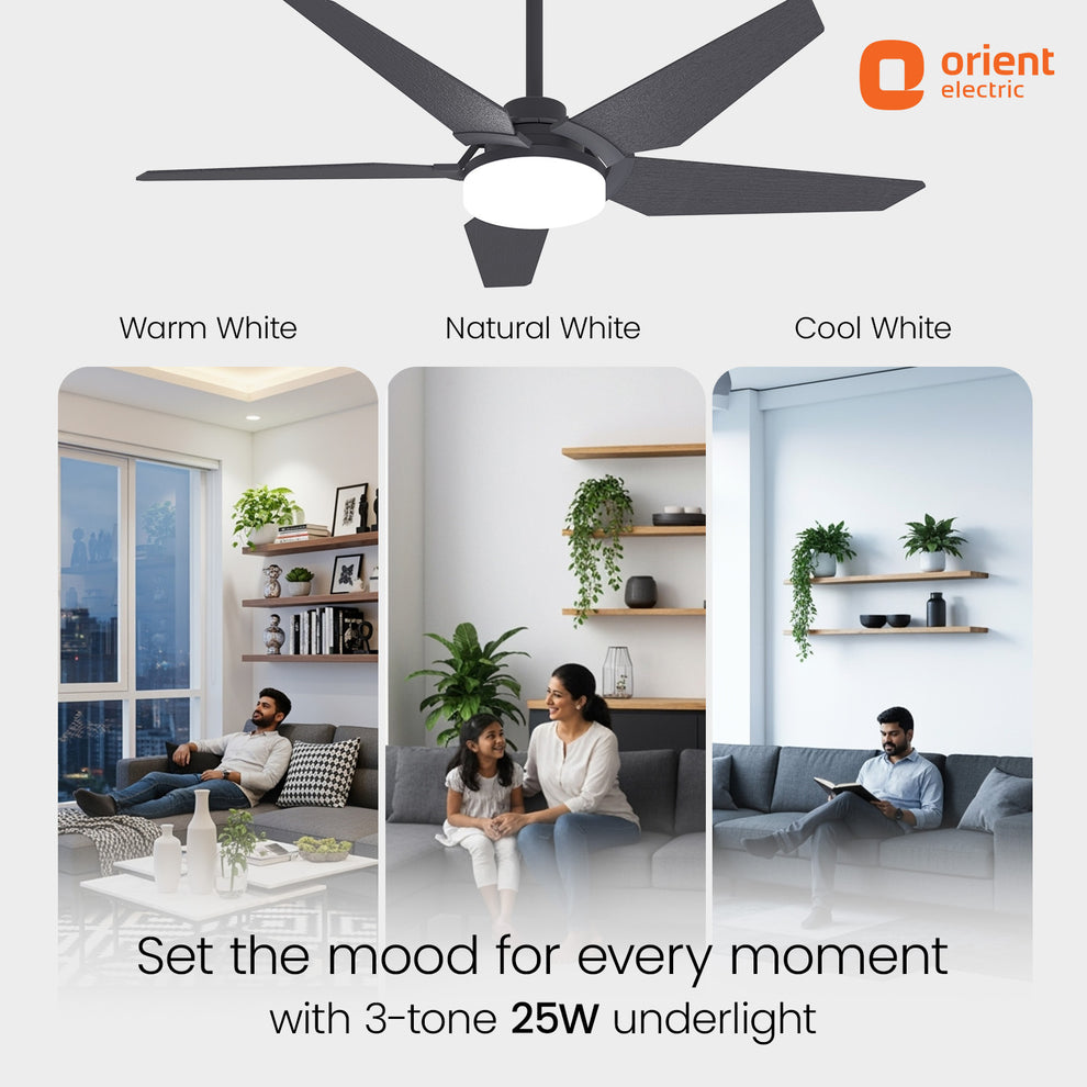 1320MM Underlight BLDC Ceiling Fan 5 Blade Orient