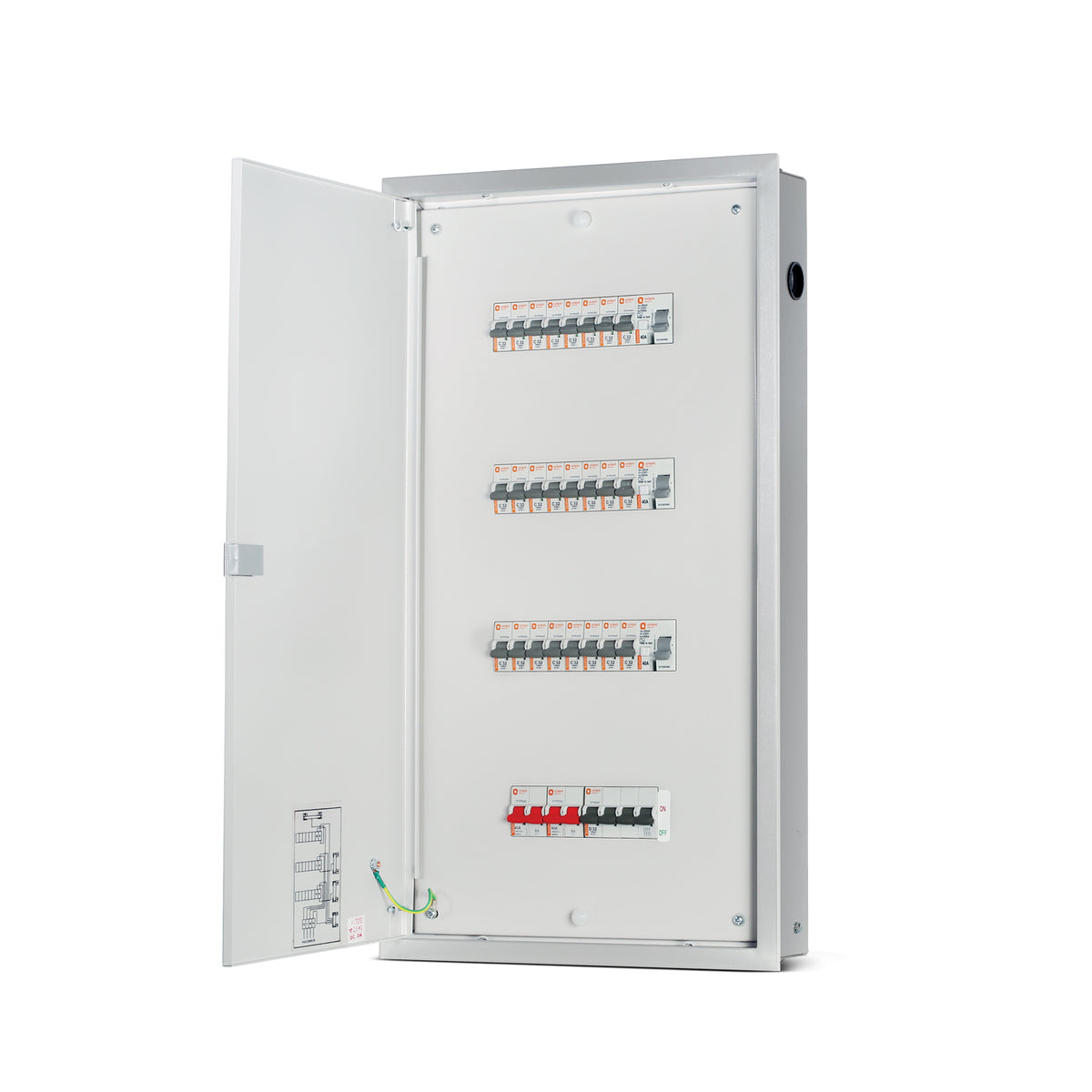 4 Tier 12W N' Series TPN DD PPI Distribution Board - open door view - Orient Electric
