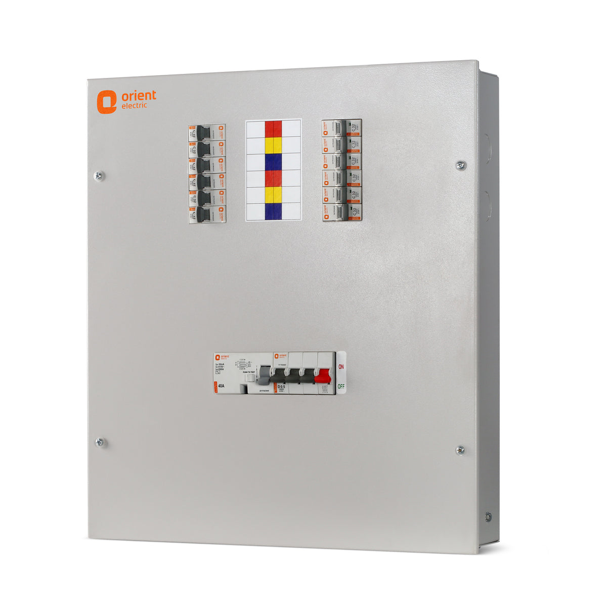 Single 6W N' Series Vertical TPN Distribution Board - single door, front view - Orient Electric