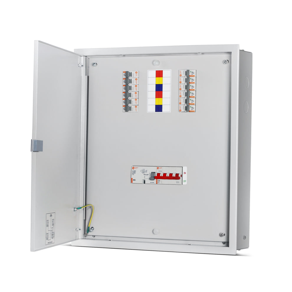 Double 8W N' Series Vertical TPN Distribution Board - double door, open door view - Orient Electric