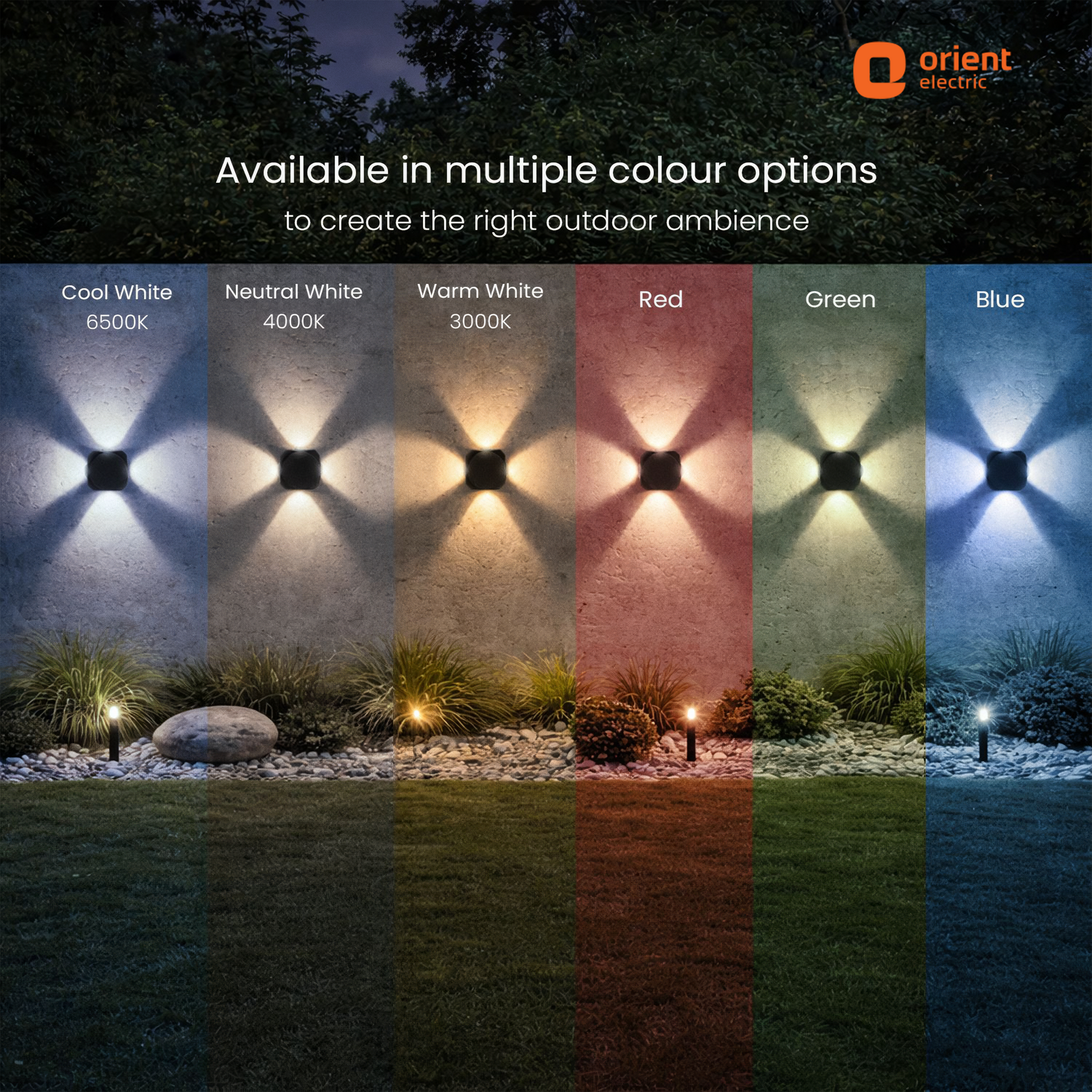 natural white cool white warm white 4w 4 way outdoor wall light