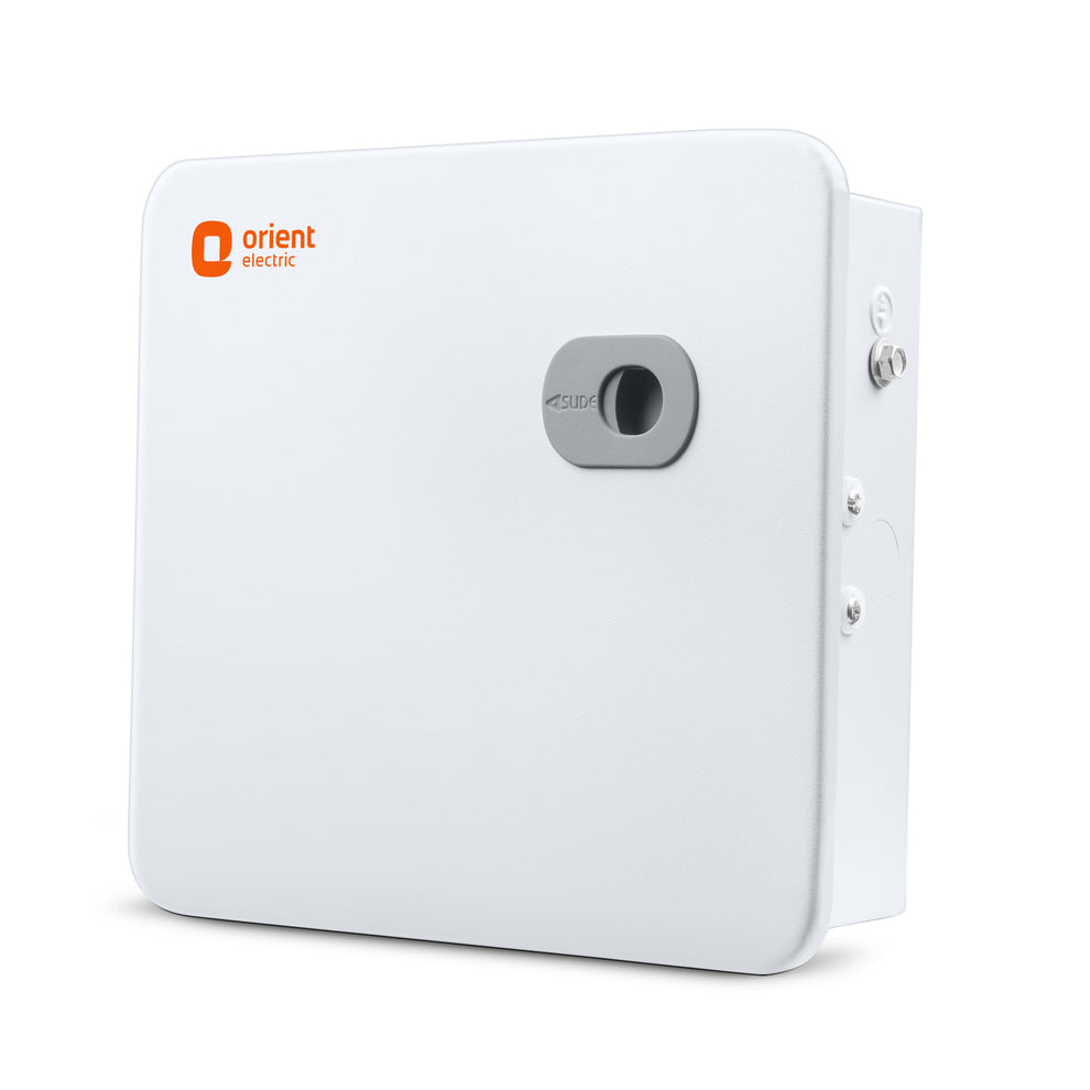 SPN 16W Stella Double Door Distribution Board - angled front view, door closed - Orient Electric