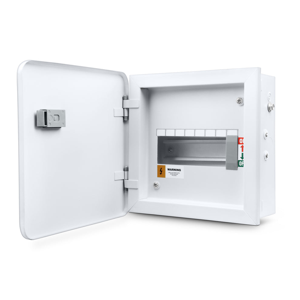 SPN 16W Stella Double Door Distribution Board - open door angled view - Orient Electric