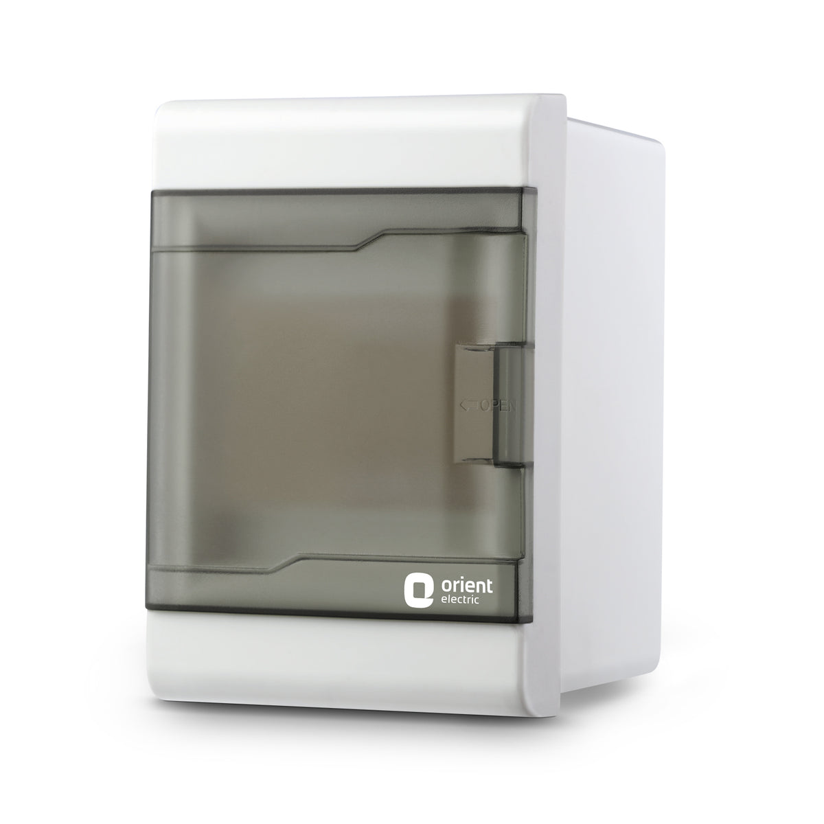 Plastic 4W Stella MCB Enclosure Distribution Board - front view, flat - Orient Electric