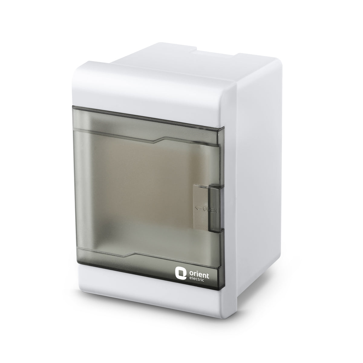 Plastic 4W Stella MCB Enclosure Distribution Board - angled front view - Orient Electric