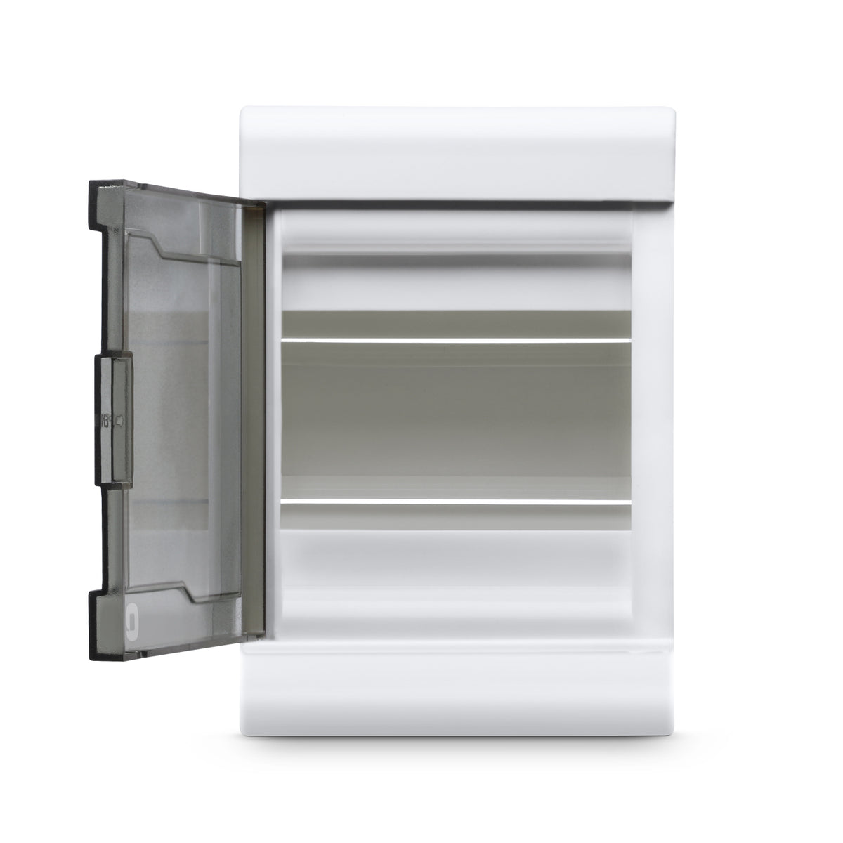 Plastic 4W Stella MCB Enclosure Distribution Board - open door side view - Orient Electric