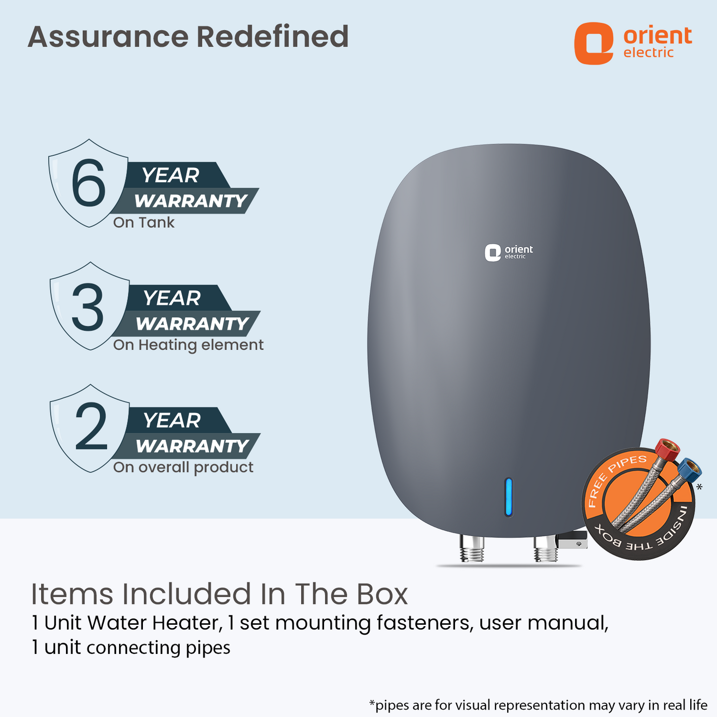 Instaflo Neo 3L Instant Water Heater (Geyser) | Shockproof | 6 years tank warranty | Midnight Grey